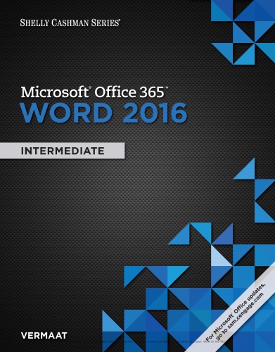 Microsoft Office 365 Word 2016 Intermediate Shelly Cashman Series Paperback Misty E Vermaat