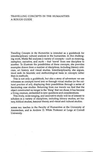 Travelling Concepts In The Humanities A Rough Guide 1st Edition Mieke Bal