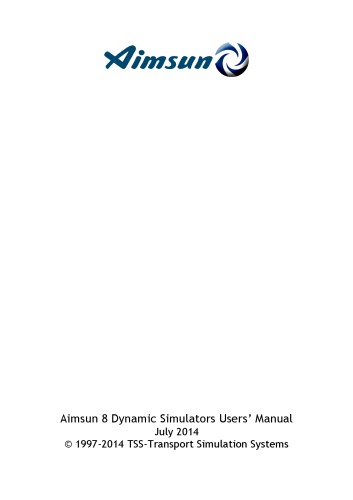Aimsun 8 Dynamic Simulators Users Manual Aimsun