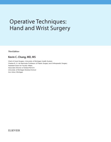 Operative Techniques Hand And Wrist Surgery 3rd Chung Kevin C