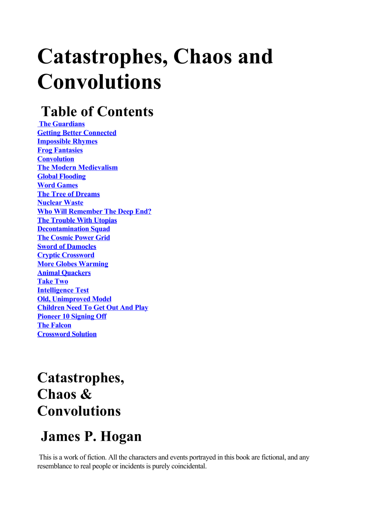 Catastrophes Chaos And Convolutions Hogan James P