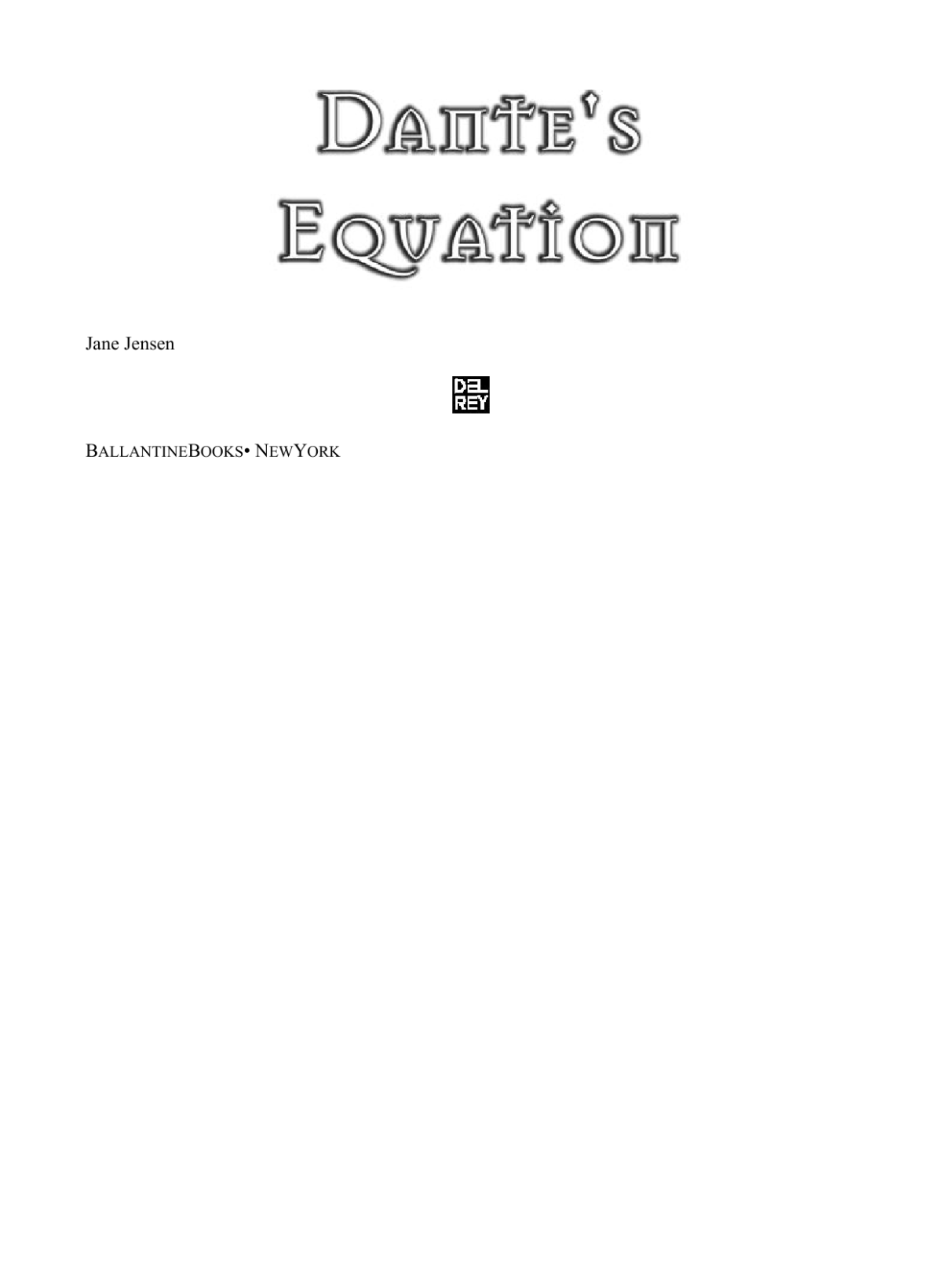 Dantes Equation Jensen Jane