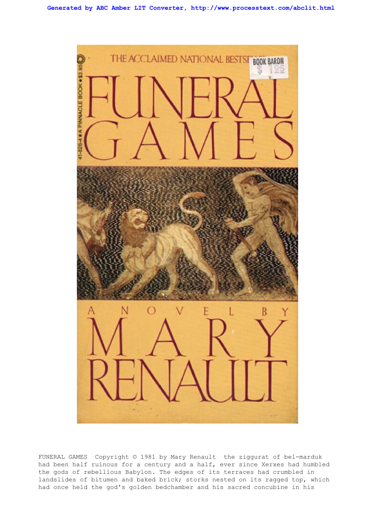 Funeral Games Mary Renault