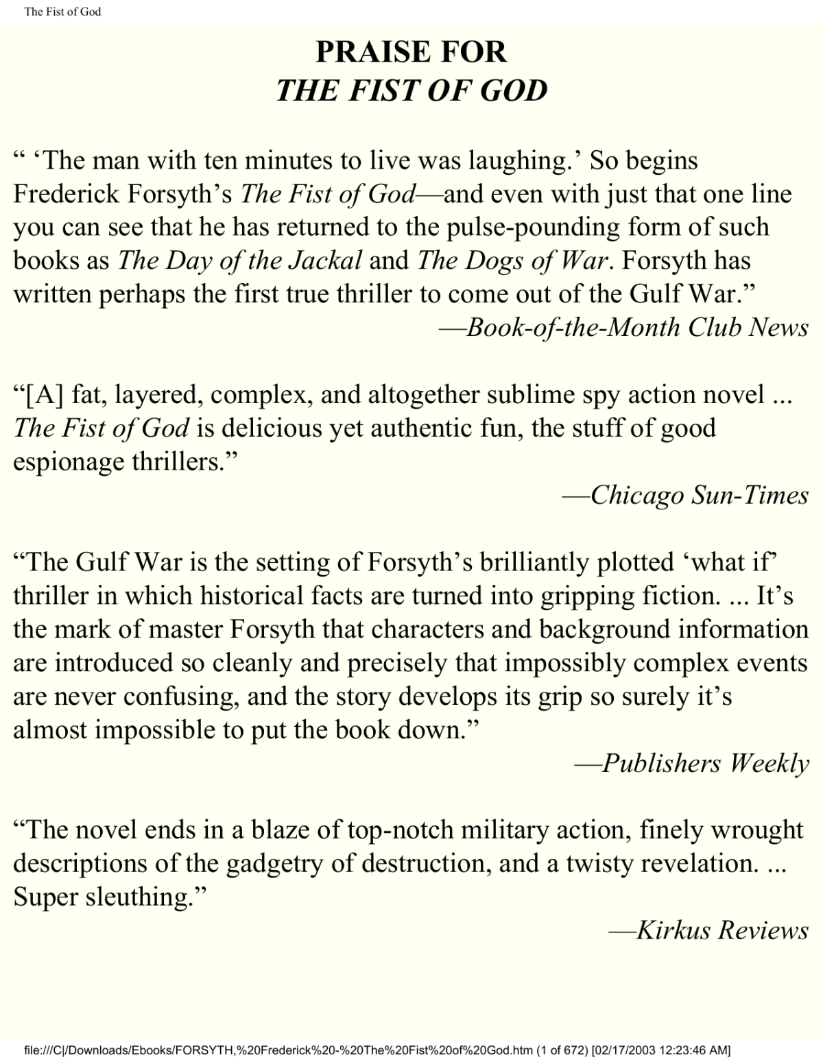 The Fist Of God Forsyth Frederick