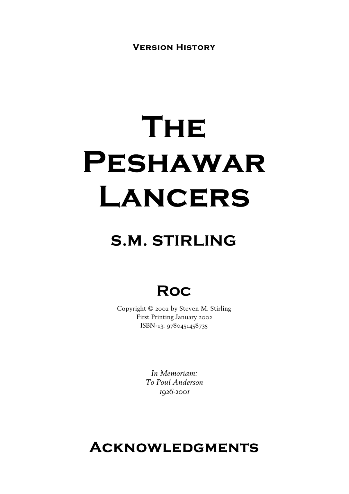 The Peshawar Lancers Stirling S M