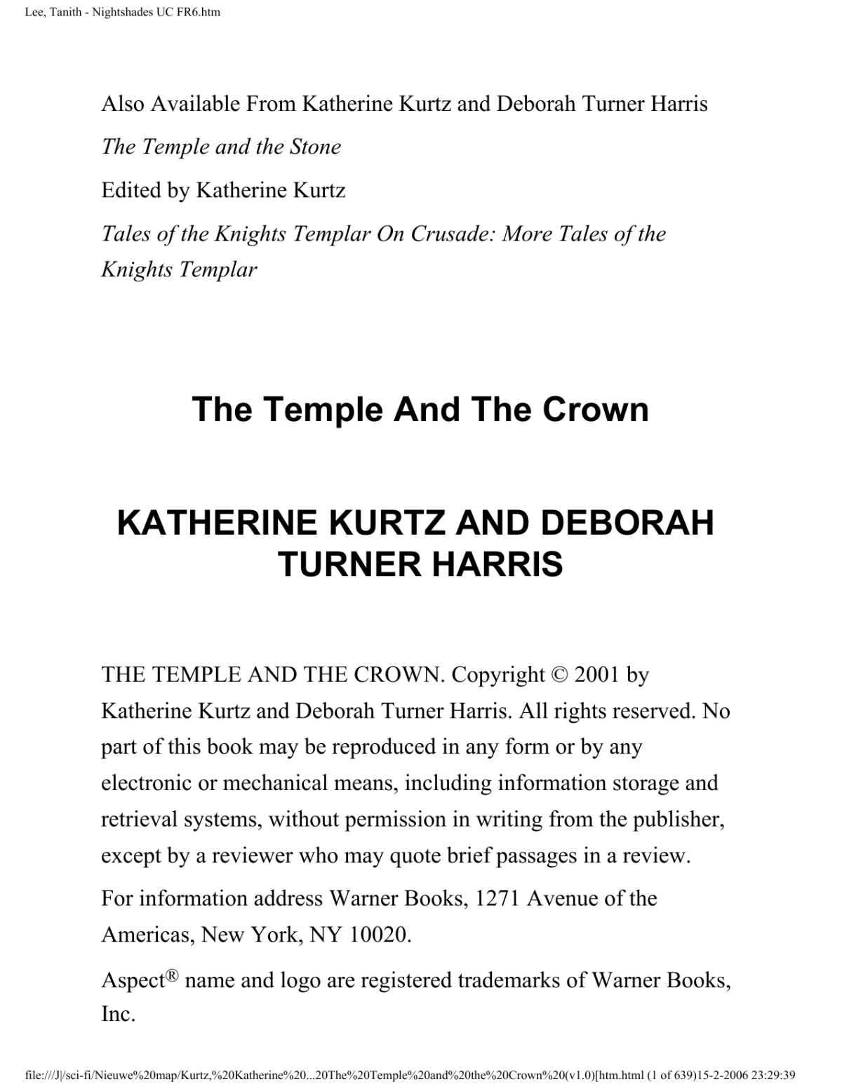 The Temple And The Crown Kurtz Katherine