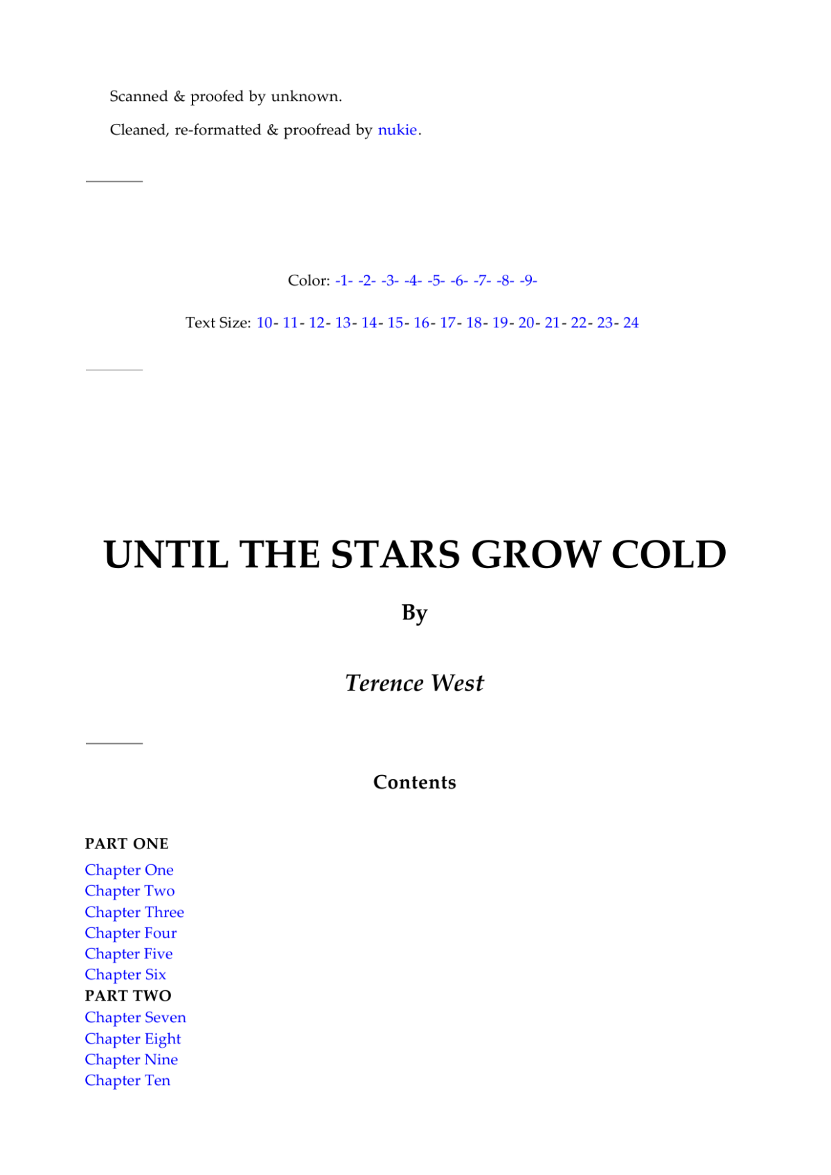 Until The Stars Grow Cold West Terence