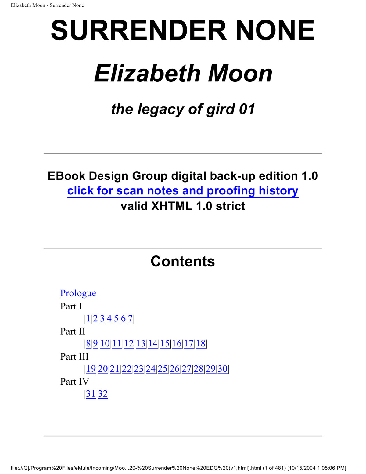 Surrender None Moon Elizabeth