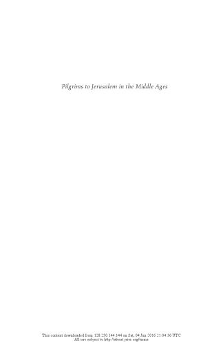 Pilgrims To Jerusalem In The Middle Age Nicole Chareyron
