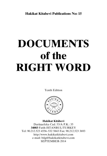 Documents Of The Right Word 10th Edition Ebul Berekat Abdullah Suveydi