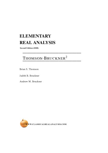 Elementary Real Analysis 2nd Andrew M Bruckner Judith B Bruckner