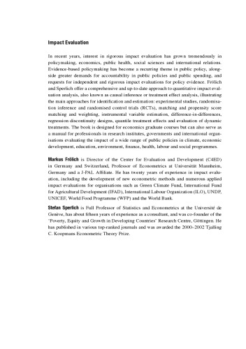 Impact Evaluation Treatment Effects And Causal Analysis Frhlich