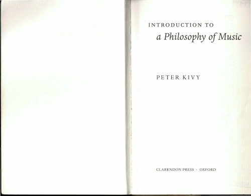 Introduction To A Philosophy Of Music Peter Kivy