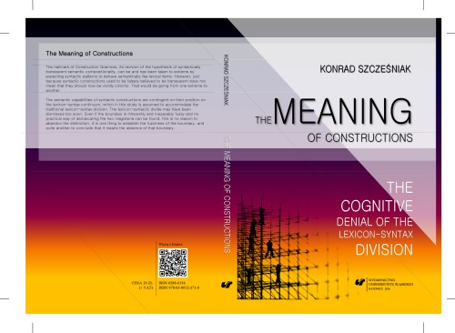The Meaning Of Constructions The Cognitive Denial Of The Lexiconsyntax Division Szczeniak
