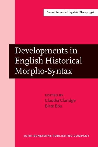 Developments In English Historical Morphosyntax Claudia Claridge