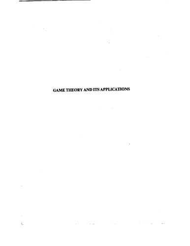 Game Theory And Its Applications Lucas William F