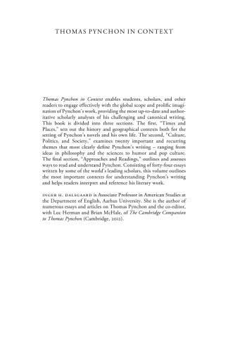 Thomas Pynchon In Context Inger H Dalsgaard
