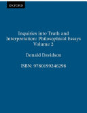Inquiries Into Truth And Interpretation Philosophical Essays Reprint Davidson