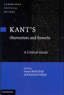 Kants Observations And Remarks A Critical Guide Reprint Shell