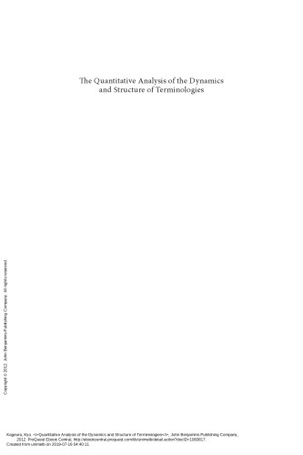 The Quantitative Analysis Of The Dynamics And Structure Of Terminologies 1st Edition Kyo Kageura