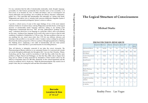 The Logical Structure Of Consciousness First Michael Starks