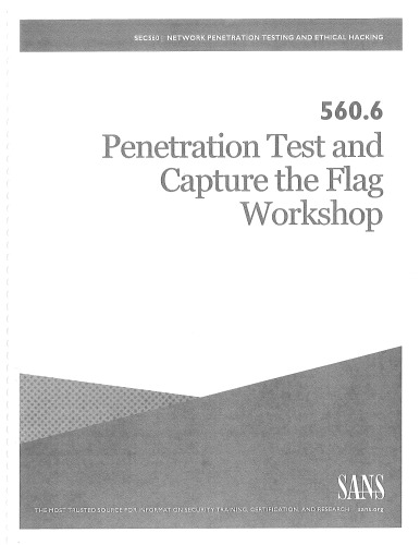 Sans 5606 Penetration Test And Capture The Flag Workshop Sans Institute