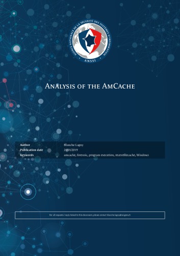Analysis Of The Amcache Blanche Lagny