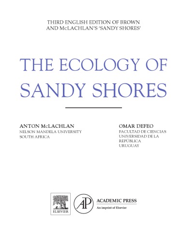 The Ecology Of Sandy Shores 3rd Anton Mclachlan And Omar Defeo