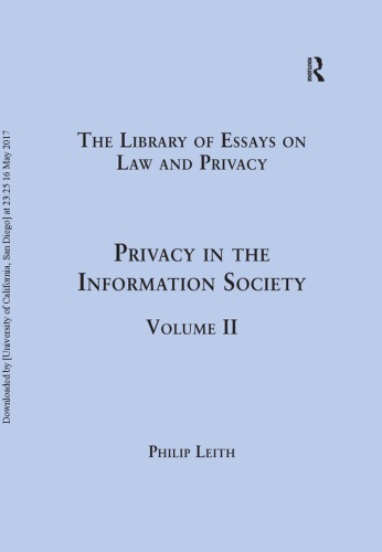 Privacy In The Information Society Philip Leith