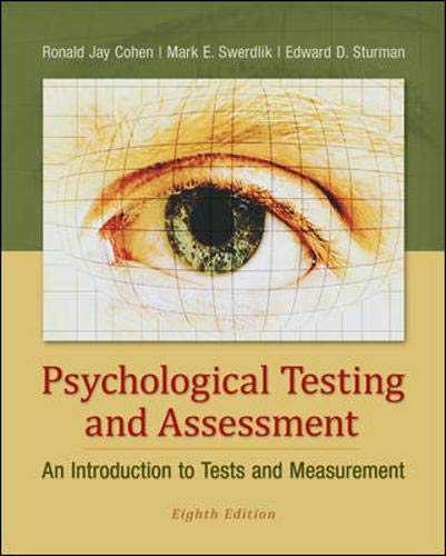 Psychological Testing And Assessment 8th Edition Ronald Jay Cohen