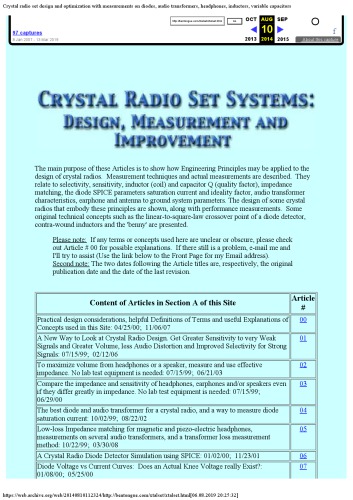 Crystal Radio Set Systems Design Measurement And Improvement Ben Tongue