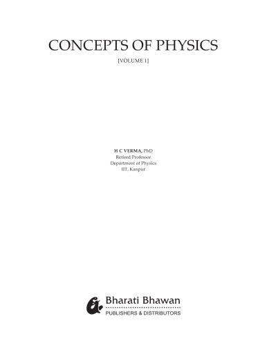 Concepts Of Physics 1 For Iit Jee Class 11 H Harish Chandra Verma