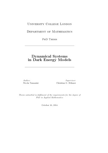 Dynamical Systems In Dark Energy Models Nicola Tamanini