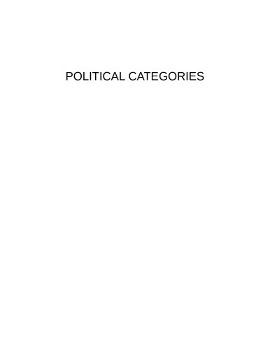 Political Categories Thinking Beyond Concepts Hardcover Michael Marder