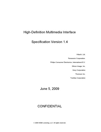Highdefinition Multimedia Interface Specification Version 14 14a Hitachi Ltd