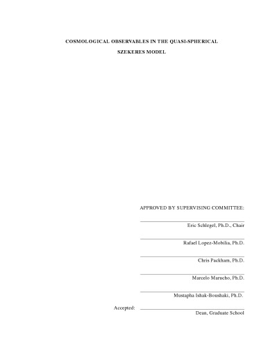Cosmological Observables In The Quasispherical Szekeres Model Robert G Buckley