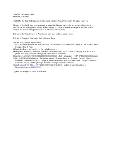 Globalization Under And After Socialism The Evolution Of Transnational Capital In Central And Eastern Europe Besnik Pula