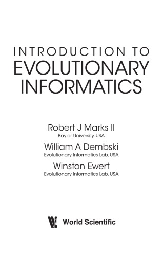 Introduction To Evolutionary Informatics Robert Marks William Dembski