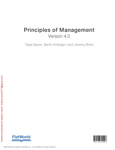 Principles Of Management V 40 Talya Bauer Berrin Erdogan And Jeremy Short
