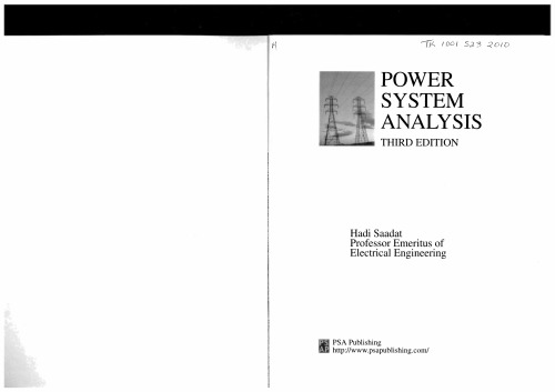 Power Systems Analysis Hadi Saadat
