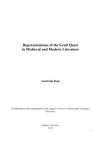 Representations Of The Grail Quest In Medieval And Modern Literature Phd Dissertation Anastasija Ropa