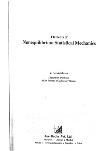 Element Of Nonequilibirum Statistical Mechanics V Balakrishnan