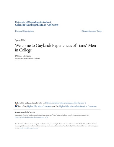 Welcome To Guyland Experiences Of Trans Men In College D Chase J Catalano