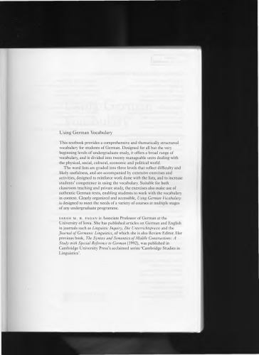 Using German Vocabulary Sarah M B Fagan