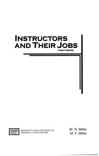 Instructors And Their Jobs 4th Edition W R Miller M F Miller