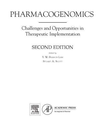 Pharmacogenics Challenges And Opportunities In Therapeutic Implementation 2nd Y W Francis Lam