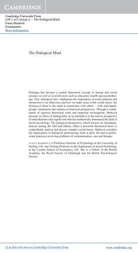 The Dialogical Mind Common Sense And Ethics Ivana Markov