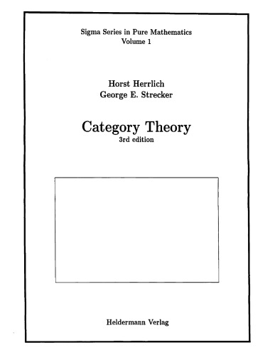 Category Theory 3rd Edition Horst Herrlich George Strecker