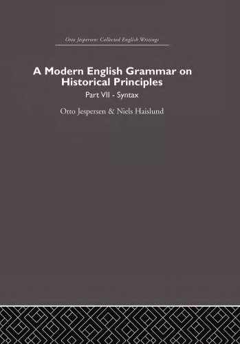 A Modern English Grammar On Historical Principles Part Vii Syntax Haislund