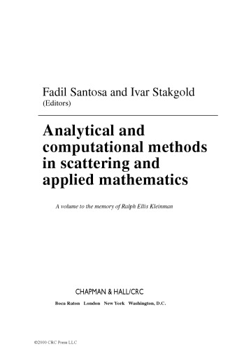 Analytical And Computational Methods In Scattering And Applied Mathematics Santosa